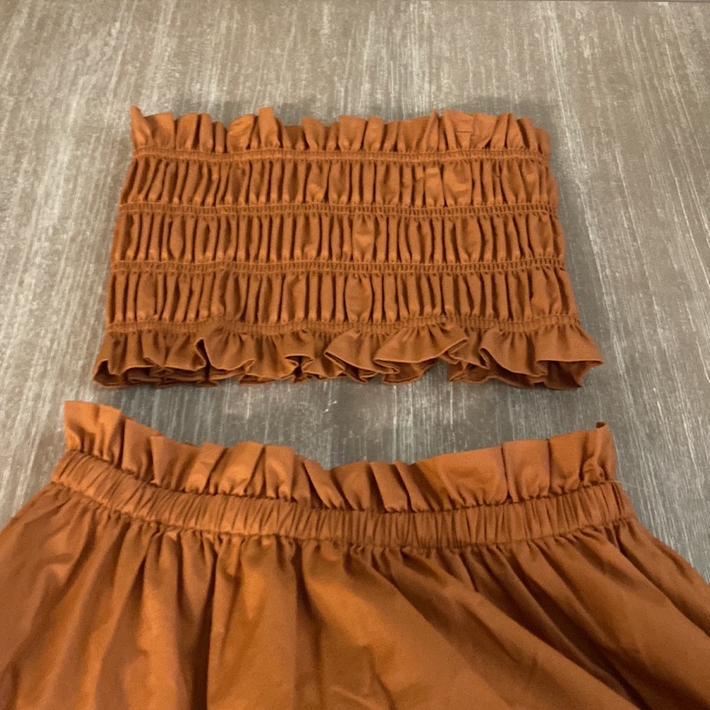 Kourt NWT Ellery Set in Burnt Orange Women’s Bandeau Top Maxi Skirt Matching Set - Picture 7 of 9